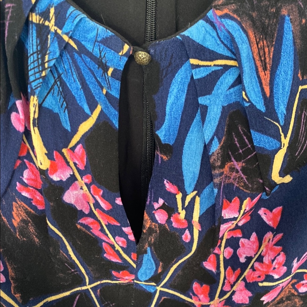 Anthropologie Maeve Floral Blue and Pink Dress size 14 - Picture 5 of 10
